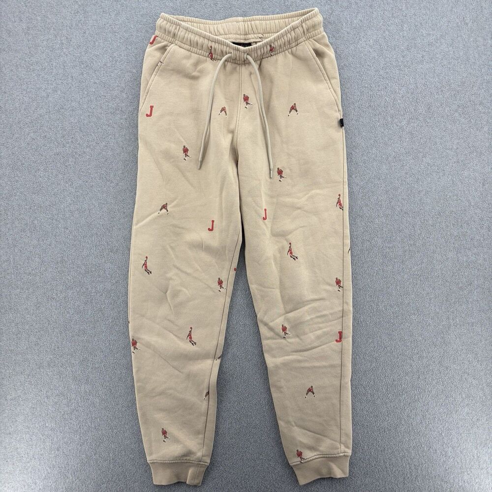 Air Jordan Fleece Jogger Sweatpants Beige All Over Print Men's Small Rare